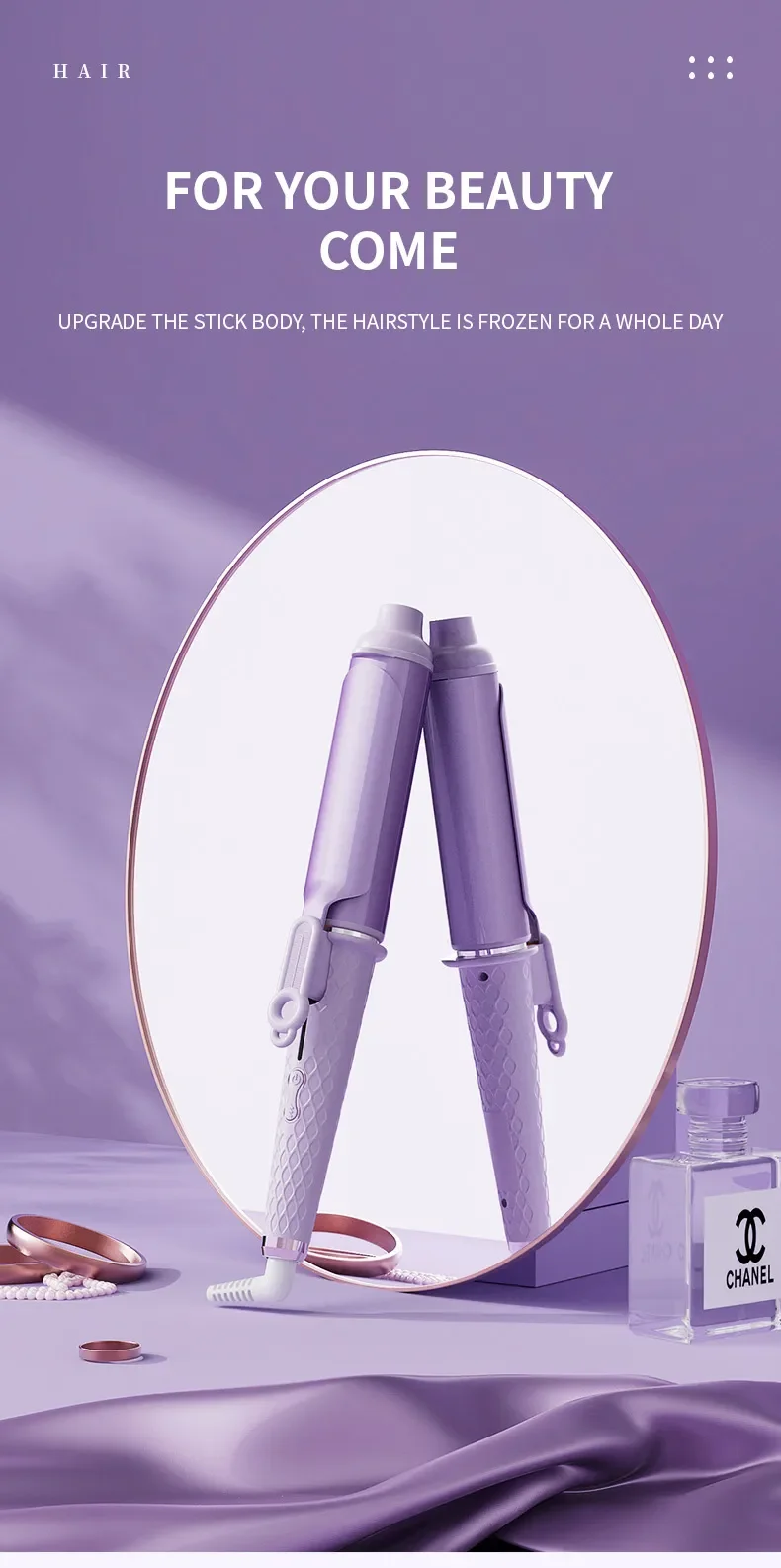 Description Picture 2 of itemNegative Ion Hair Curler 40mm Large Wave Volume Curling Iron Lasting Styling Does Not Hurt Hair Electric Curler For Women