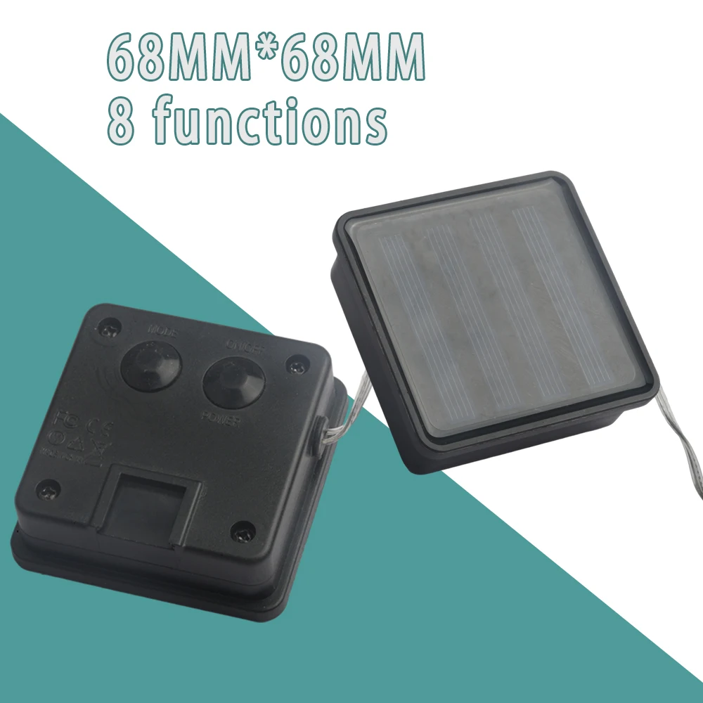 

68MM*68MM 8 Display Modes Solar Battery Box LED Power Controller Outdoor Water Proofing IP65 Light Emitting Diode Light String