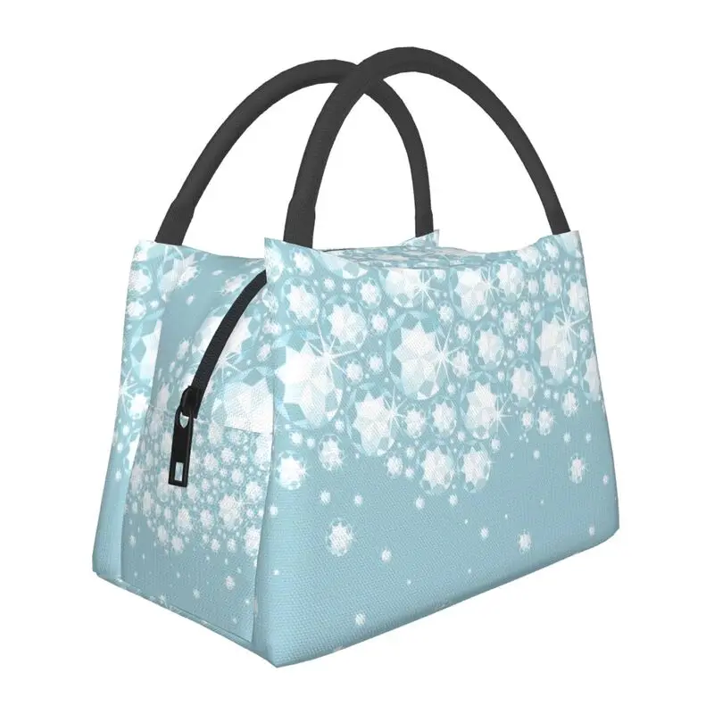 

Fashion Glitter Rhinestones Insulated Lunch Bags for Women Crystals Diamonds Resuable Cooler Thermal Food Lunch Box Work Travel