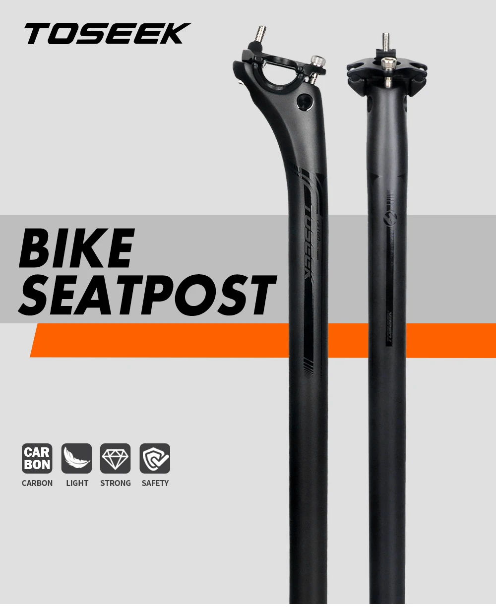 TOSEEK Carbon Sattelstütze 27,2 31,6mm Länge 400mm Mattschwarz MTB Rennrad Sattelstütze Sitzrohr Fahrrad Teile MTB Carbon Kanu – Detail 1