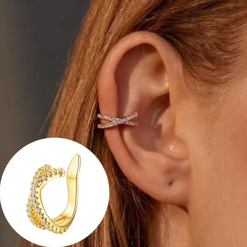 Ear Clip Earrings Clip Earrings Ear Clip 3 pieces of 316 l stainless steel Mosaic zircon fashion lady ear clip