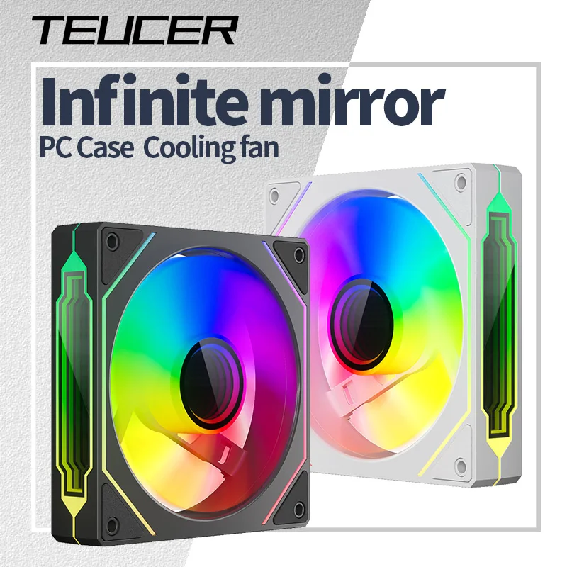 Teucer miroir infini 120mm 5V 3Pin ARGB boîtier PC ventilateur 12V 4Pin PWM 800-2000 tr/min 12cm châssis CPU ventilateur de refroidissement par eau