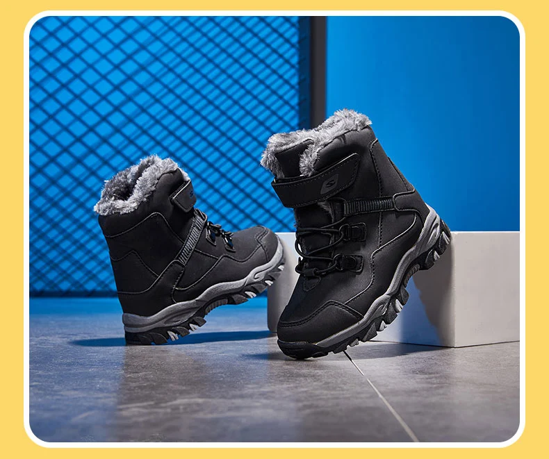 Winter Schnee Warme Pelz Jungen Sneaker Gummi Wandern Schuh Mode Kinder Schuhe Wasserdichte Leder Stiefel Kinder_voghion.com