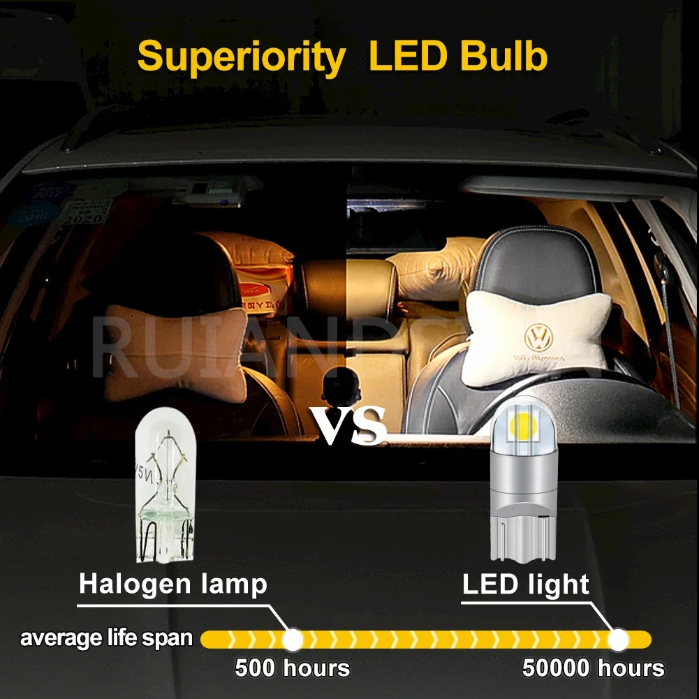 4/10PCS Ruiandsion T10 194 W5W LED Bulbs 3030 2SMD Canbus Car License Plate Lamp Dome Read DRL Bulb Style 6000K 4300K 6V 12V 24V