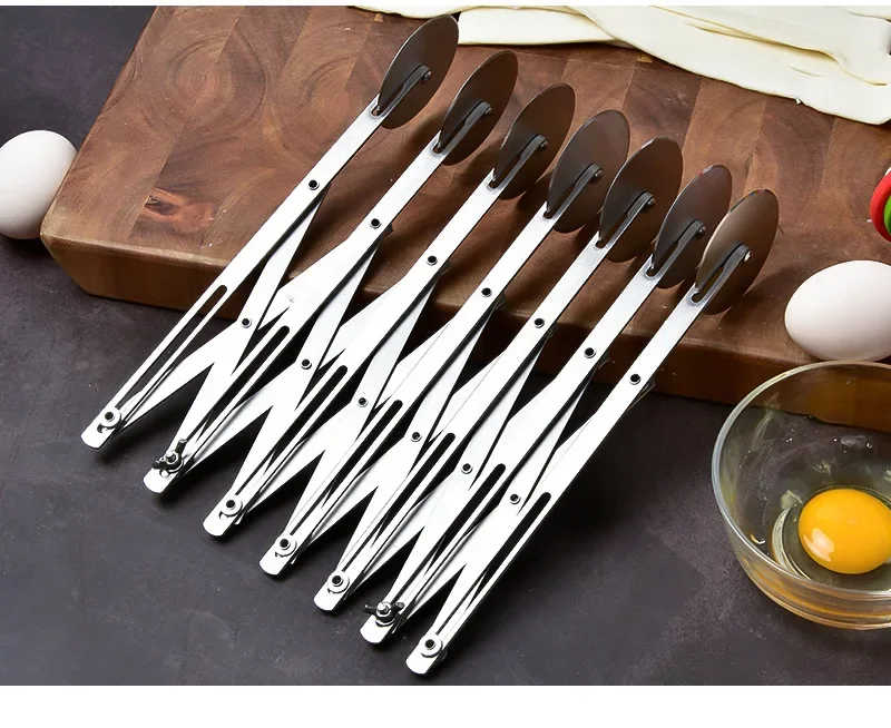 Description Picture 2 of item3/5/7 Wheels Cutter Dough Divider Side Pasta Knife Flexible Roller Blade Pizza Pastry Peeler Stainless Steel Bakeware Tools