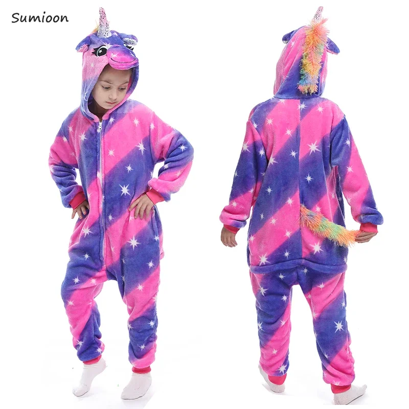Kigurumi Children's Pajamas For Boys Girls Unicorn Pajamas Flannel Kids Panda Pijamas Suit Animal Sleepwear Winter Cat Onesies