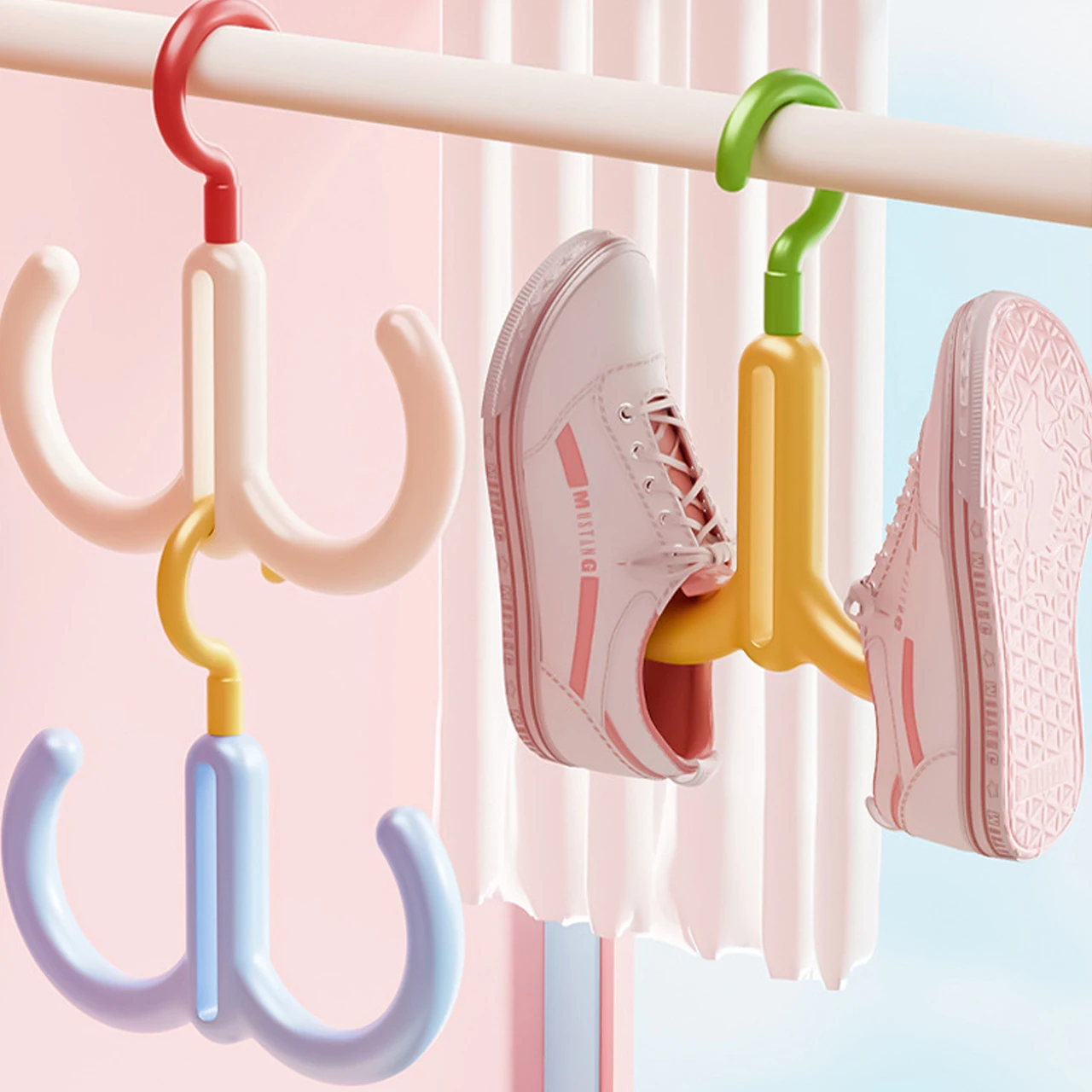 Multifunctional Rotating Clothes Hanger Portable Dopamine Hook Scarf Tie Display Organiser Rack Wardrobe Cap Handbag Holder