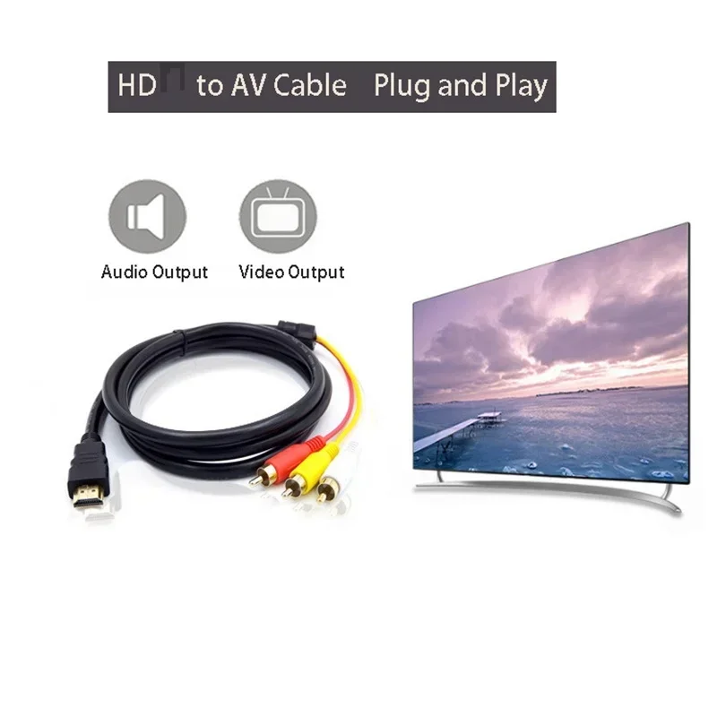 HDMI-compatible to 3RCA Cable 1.5M HDMI 1.4 to AV Cord HD Audio Video Wire
