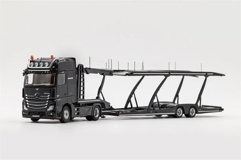 GCD 1:64 Actros Double Deck Trailer Silver /Black LHD Diecast 