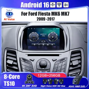 Radio de coche de 7 pulgadas para Ford Fiesta MK6 MK7 2009 - 2017 Reproductor multimedia estéreo Android con Carplay Android Auto GPS Wifi 1