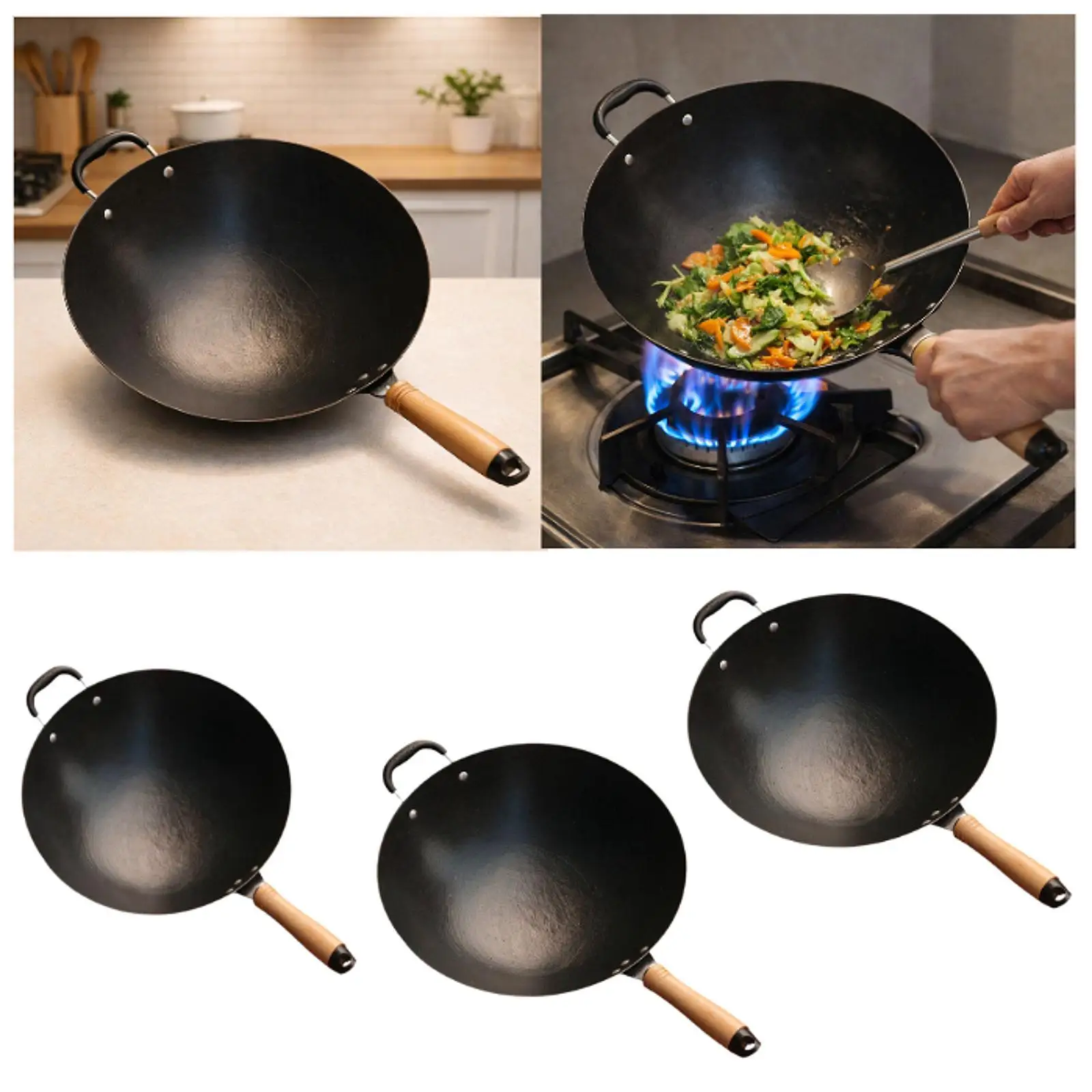 Iron Non Stick Wok Pan Handmade Frying Pan Universal Cookware Pot for Induction Cooker and Gas Stove Kitchen Use Iron Non Stick Wok Pan Handmade Frying Pan Universal Cookware Pot for Induction Cooker and Gas Stove Kitchen Use