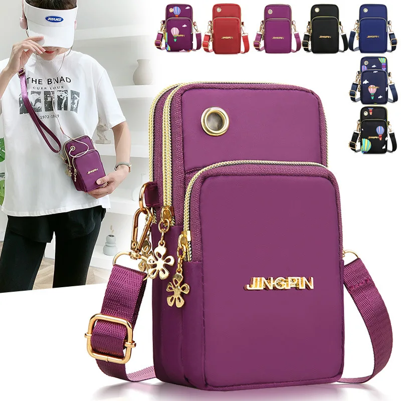 Zipper Phone Bag, Fashion Portable Nylon Coin Purse Versatile Small Shoulder Bag