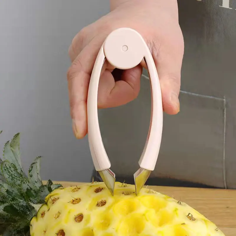 Нож для чистки ананасов из нержавеющей стали с зажимом для клубники