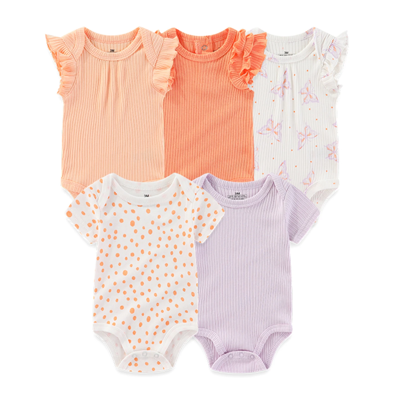 5 piece Soft Cotton Cartoon Short Sleeve Onesies 21