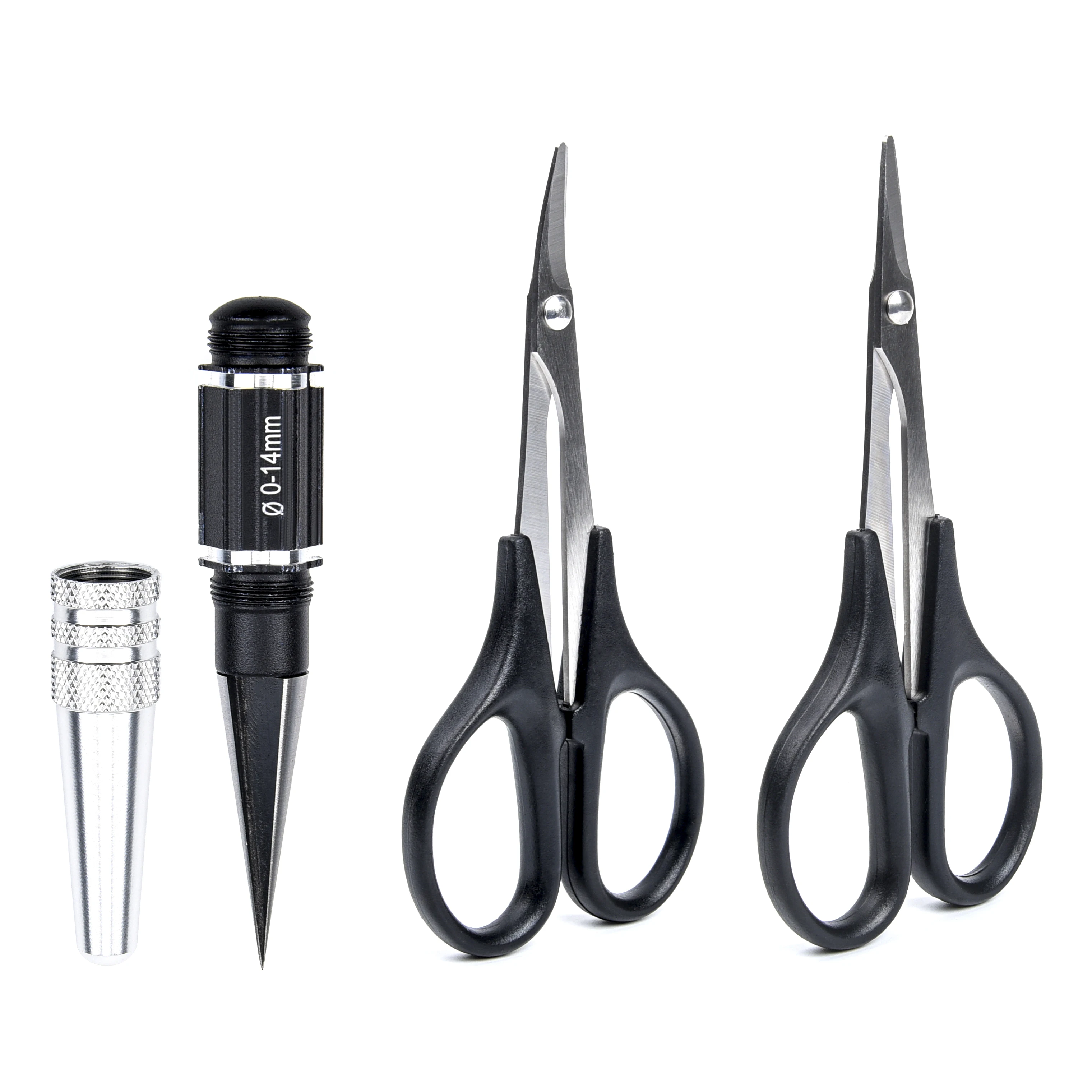 NEW 0-14mm Hole Puncher Reamer Curved & Straight Scissors Trimming Tools Set for RC Car Body Shell Body Mounting Lexan Plastic 1