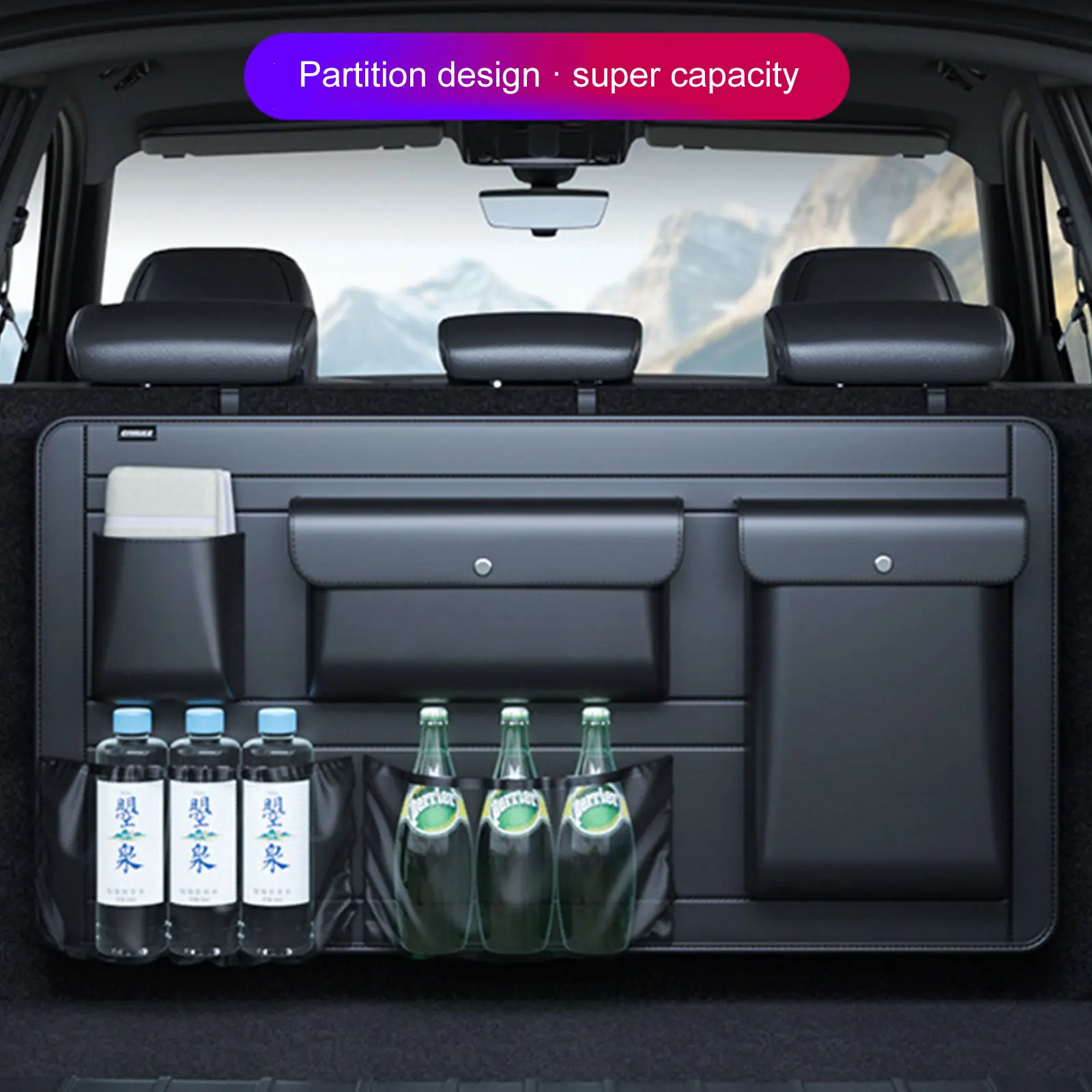 

Car Storage Box Backseat 5 Bag Trunk Organizer Multi-use PU Leather Car Seat Back Organizers With Net Bag Car Accesories