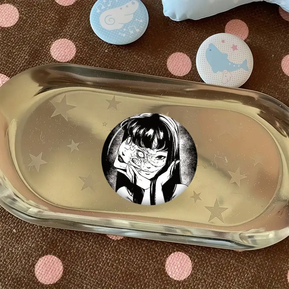 Junji Ito Horror Manga Cute Anime Figure Handmade Tinplate Brooch Badge