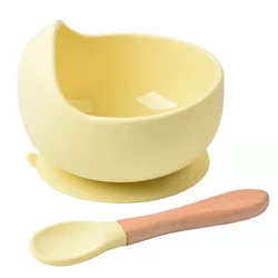 Juego de vajilla de silicona para alimentación de bebé, cuenco impermeable, cuchara antideslizante, sin BPA, 1 plato