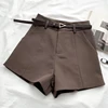 ITOOLIN Casual Women's Shorts A-line High Waist Short Chic Office Lady Shorts With Belted Vintage Female Trousers Spring Summer - COFFEE5