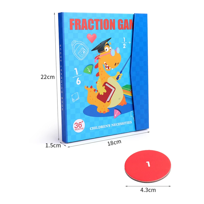 Montessori Magnetic Fraction Learning Math Toy Wooden Fraction Book Children