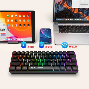 60% Wireless Gaming Keyboard with RGB Backlit Triple Connectivity, Bluetooth Keyboard with Ergonomic Design,2000mAh Long Battery
