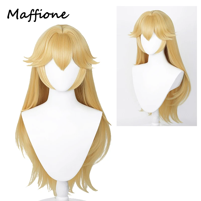 

Princess Cos Peach Cosplay Wig Costumes Props Heat Resistant Synthetic Hair Gold Long Wigs Halloween Party Suits Accessories