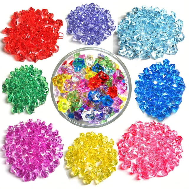 100PCS Plastic Gems Grains Colorful Small Stones Jewels Acrylic Jewels  Crushed Ice Counter Crystal Diamondsa Kids