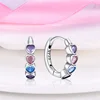 S925 Silver Colorful Geometric Heart-Shaped Hoop Earrings for Women Girls High-end Original Fine Jewelry Valentine's Day Gifts 4