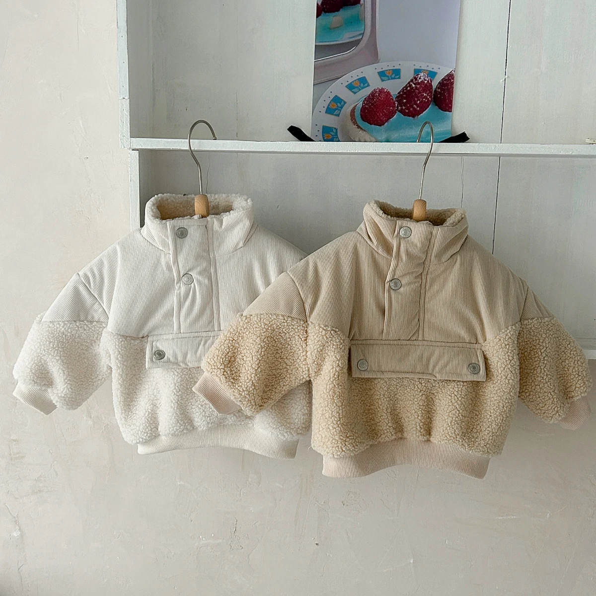 Winter Baby Cotton-Padded Clothes Solid Warm Infant Suit Fleece Boys Girls Clothes Long Sleeve Zip Up Kids Sports Sweater