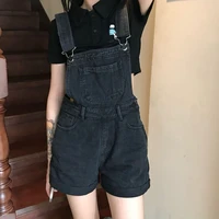 Women's Black Denim Jumpsuit Shorts Summer Playsuit Rompers Vintage Overalls Cargo Pants for Girl Teenage Student Clothes - Image 2