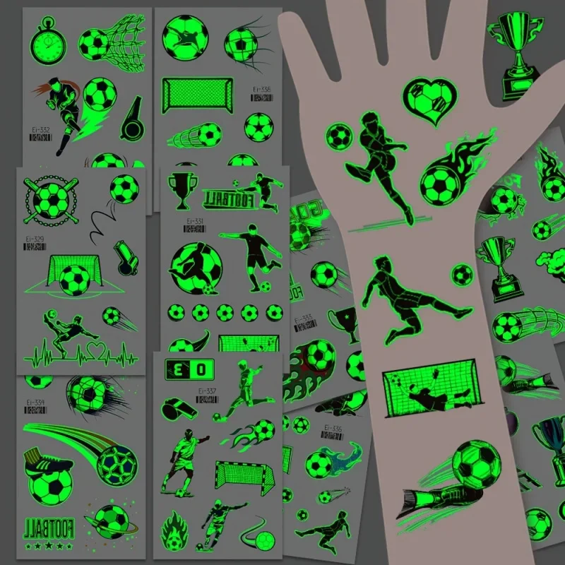 10-Pack Luminous Football Tattoos Glow in the Dark Soccer Stickers for Fans Parties & Gifts Enhance Your Game Day tattoo sticker temporary tattoos