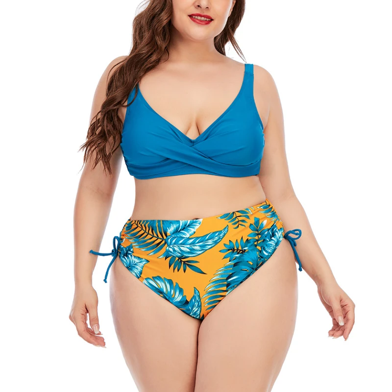 

2023 New Large Plus Size Swimwear Women Two-piece Push Up Swimsuit Beachwear Bathers Bathing Swimiming Swim Suit Female M-4XL