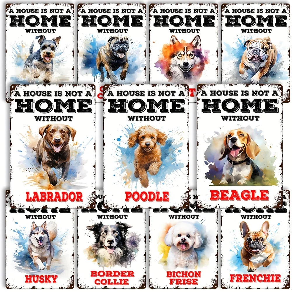 Akita/Beagle/Bichon/Border Collie/ Metal Tin Sign Poster- A House Non È Una Casa Senza Cane Corso Sign Funny Dog Wall Art Decer