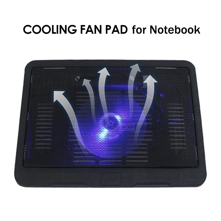 N19 Black Slim Base Support Fan for Laptop Cooler Notebook USB Air Extracting Cooling Fan for Laptop Cool Fans 14 inch