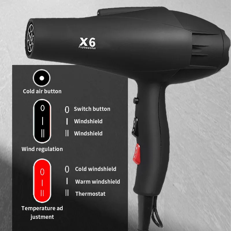 X5/X6 New High Power Wind Hair Dryer 2400W High Power Negative Ion Quick Drying Home Hair Gallery Styling Professional Hair Drye 6