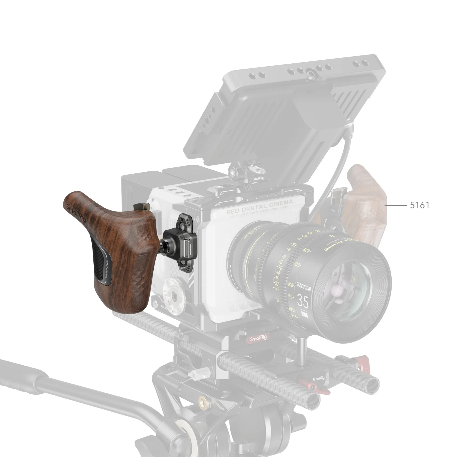 SmallRig Rotating Side Wooden Handle with NATO Clamp for Camera/Monitor Cages &