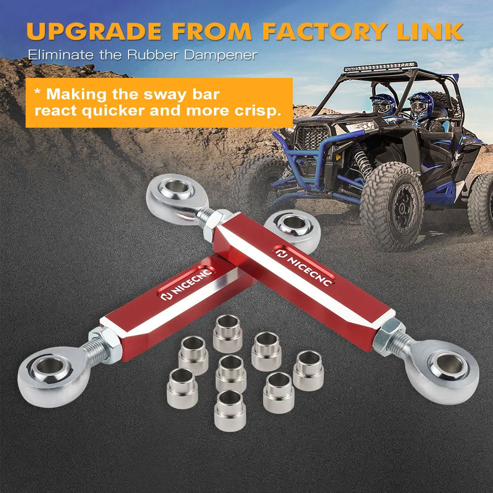 NiceCNC Einstellbare Vordere und Hintere Stabilisator-Verbindungsstangen für Polaris RZR XP4 1000 XP1000 900 4 XP 1000 Stabilisator-Endverbindungen – Detail 8