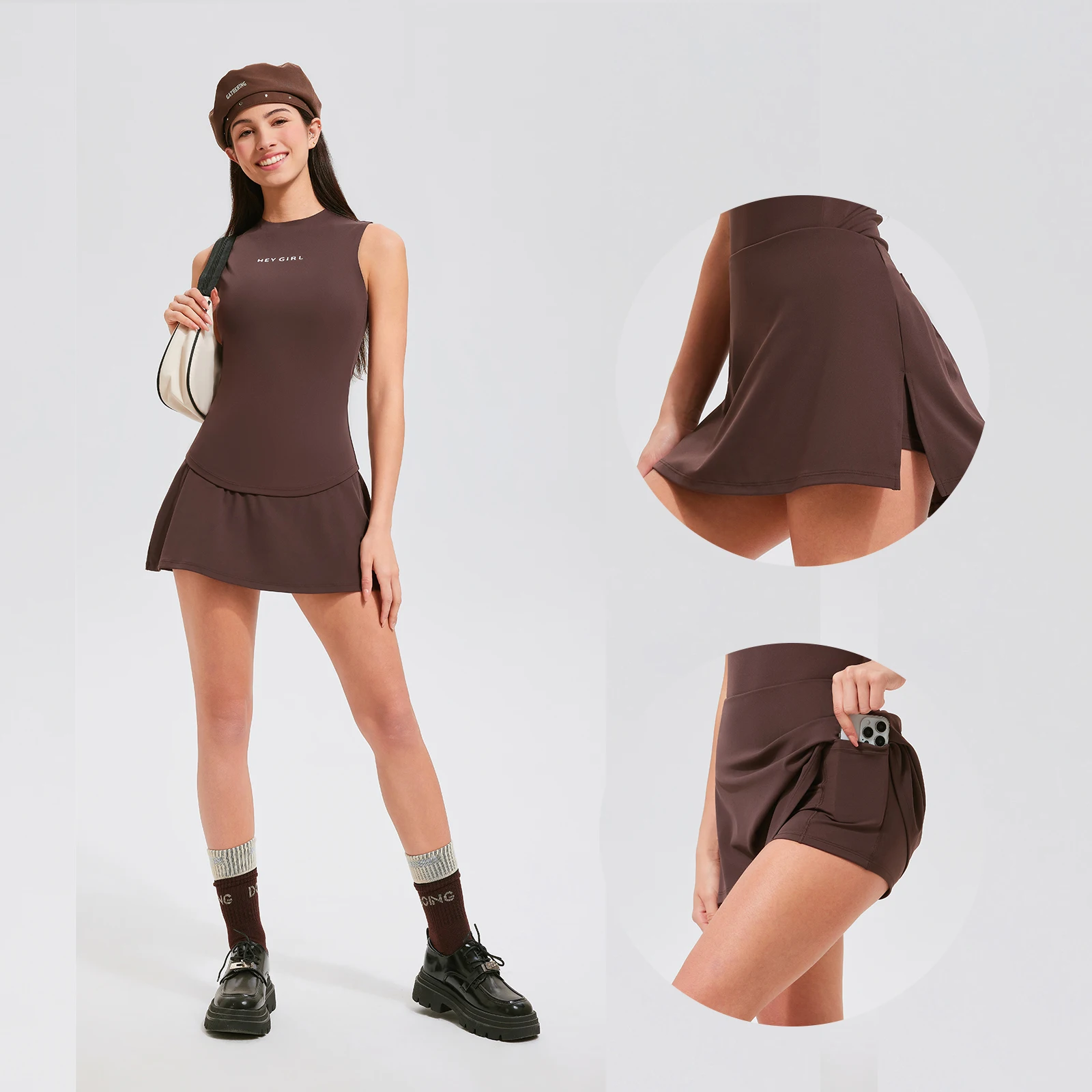 Women Sexy Low-waisted Side Split Sports Yoga Skirts Solid Color Slim Wrap Buttocks Short Tennis Golf Skirts With Pocket