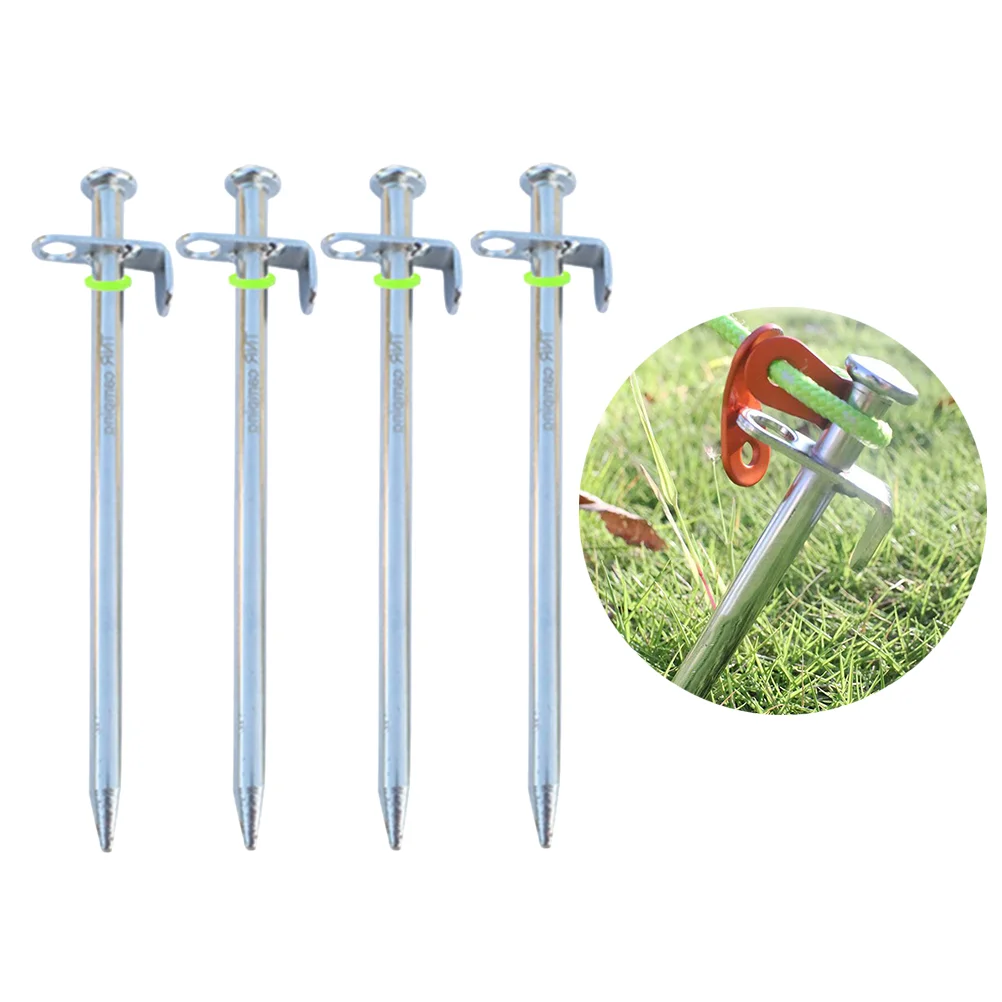 

4pcs 4x30cm Steel Nail Tent Pegs Outdoor Durable Steel Awning Canopy Tent Stakes Pegs Nail for Camping Tent Tarp Stake with