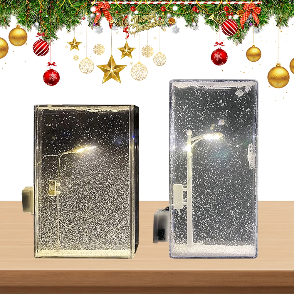 Snowy Lamp Snow Scenery Night Light Realistic Snowy Night Street Lamp Handmade Christmas Light for Kids Adults