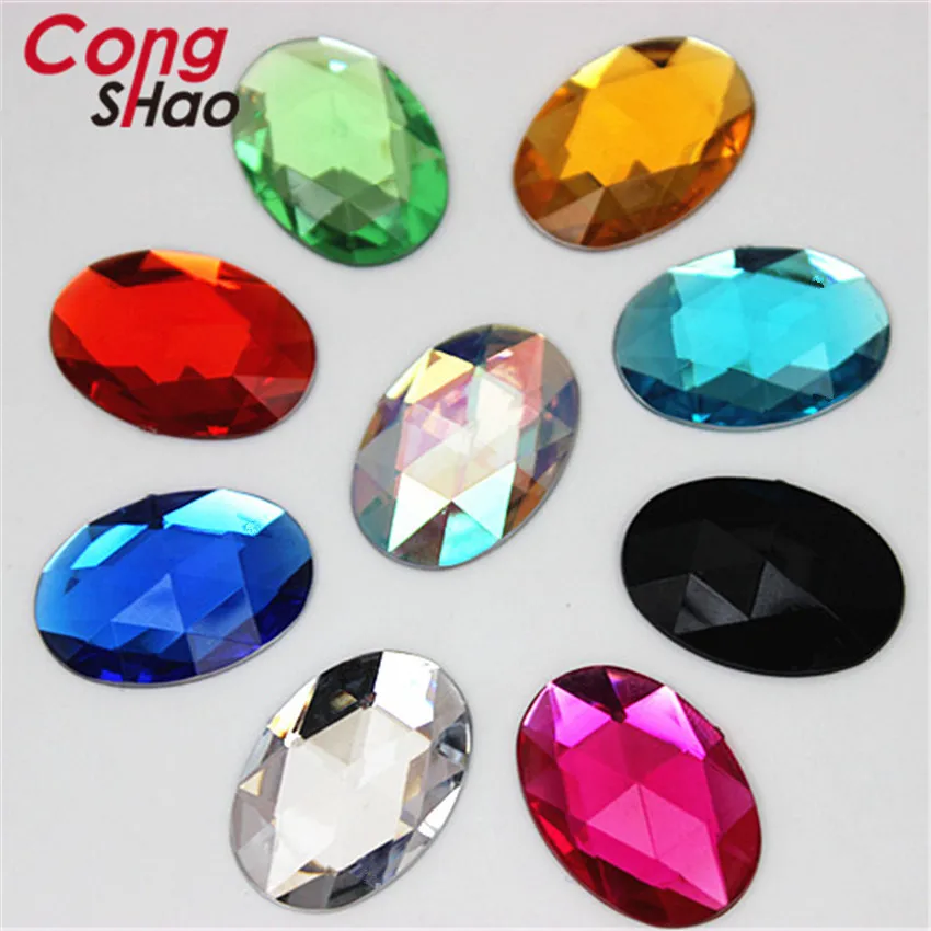 Cong Shao 100PCS 18*25mm Ovale Form Acryl Strasssteine Flatback Steine Und Kristalle Für Kostüm Handwerk DIY Dekoration YB137