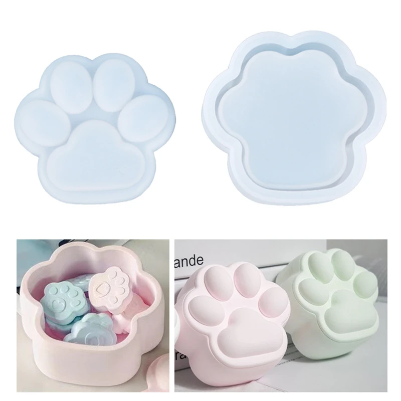 Cat Paw Jar Clay Silicone Molds DIY Handmade Home Storage Box Gypsum Plaster Resin Mold Candle Jewelry Organizer Making Mould
