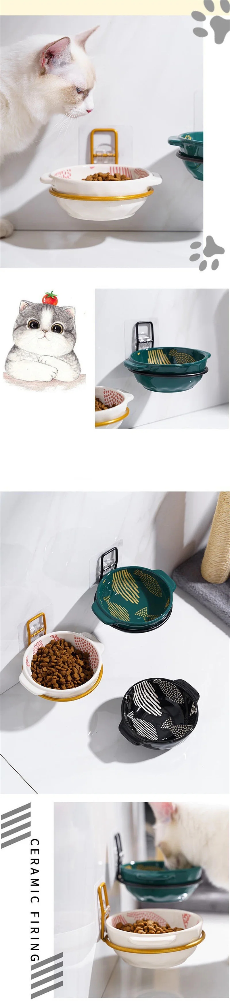 Title 10, Ceramics Pet Bowl Cat Food Feeder Hang Stationa...