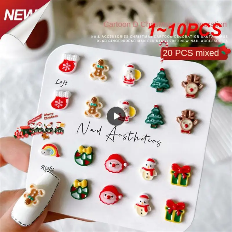

1~10PCS Christmas Series Nail Art Ornaments Luminous Resin Three-Dimensional Santa Elk Nail Art Decorations Cute Manicure