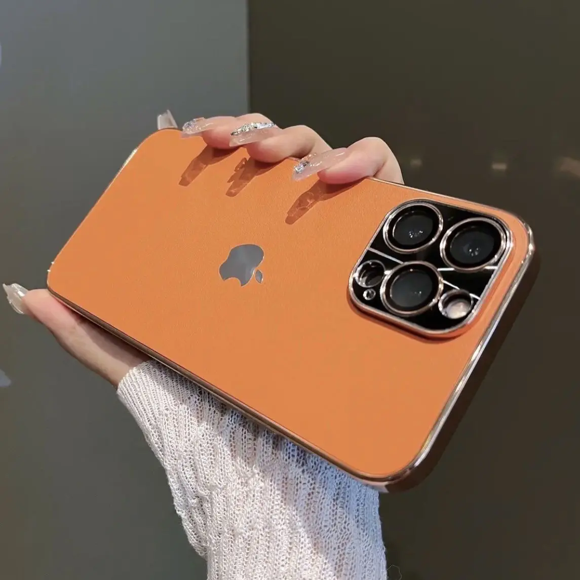 15promax phone case iphone14/13pro full cover drop protection case leather pattern with lens film 15proamx 14promax 13promax 12p
