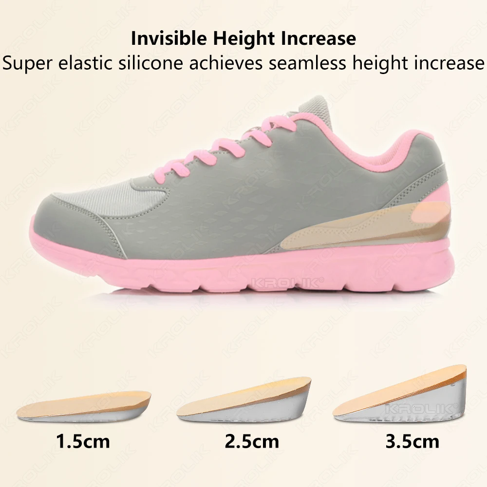1.5CM-3.5CM Invisible Height Increase Insoles Gel Heel Lifting Inserts Transparent Elastic Shoe Inserts & Foot Care Protector