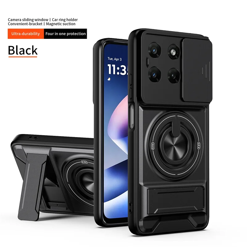 Armor Ring Phone Case with Lens Protection and Magnetic Stand Holder