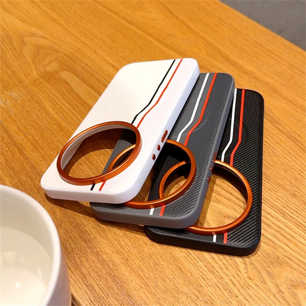 Luxury Carbon Fiber Splicing Leather Magnetic Phone Case
