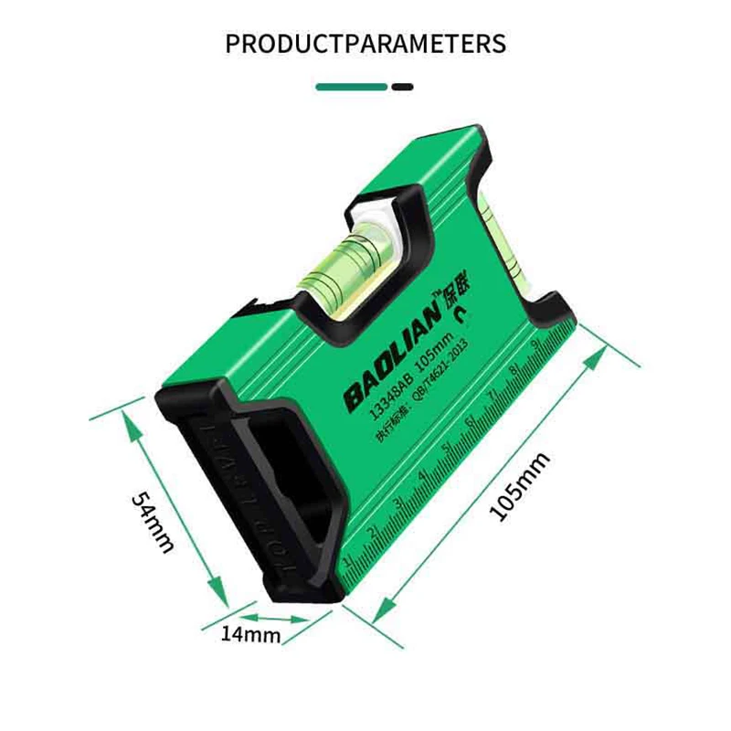 Horizontal Vertical Measure Metric Ruler Spirit Level Strong Magnetic Mini Aluminum Alloy Ruler Portable Decoration Special Tool
