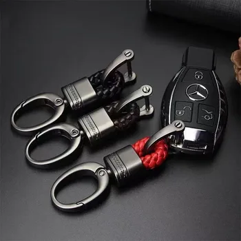 Hand Woven Leather Keychain Trendy D Shape Hook Pendant Keyring For Women Men Luxury High Grade Car Key Holder Couple Gifts